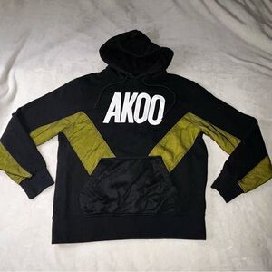 AKOO Black And Yellow  Fleece Hoodie With Black Mesh Man’s Size XL